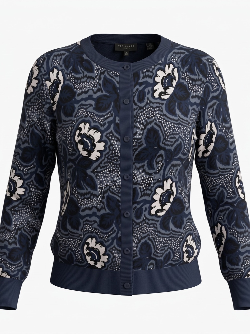Ted Baker London | Nazy Blue Floral Lightweight Cardigan | Size 8-10 - Picture 6 of 8
